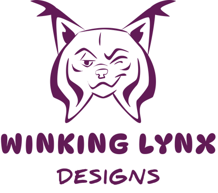 A Lynx winking, text beneath it reads "Winking Lynx Designs"